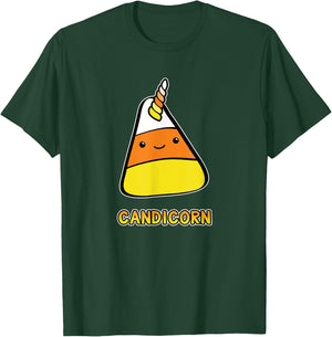Candy Corn Kawaii Halloween Unicorn Pun Candicorn T-Shirt - T-Shirt | Forest