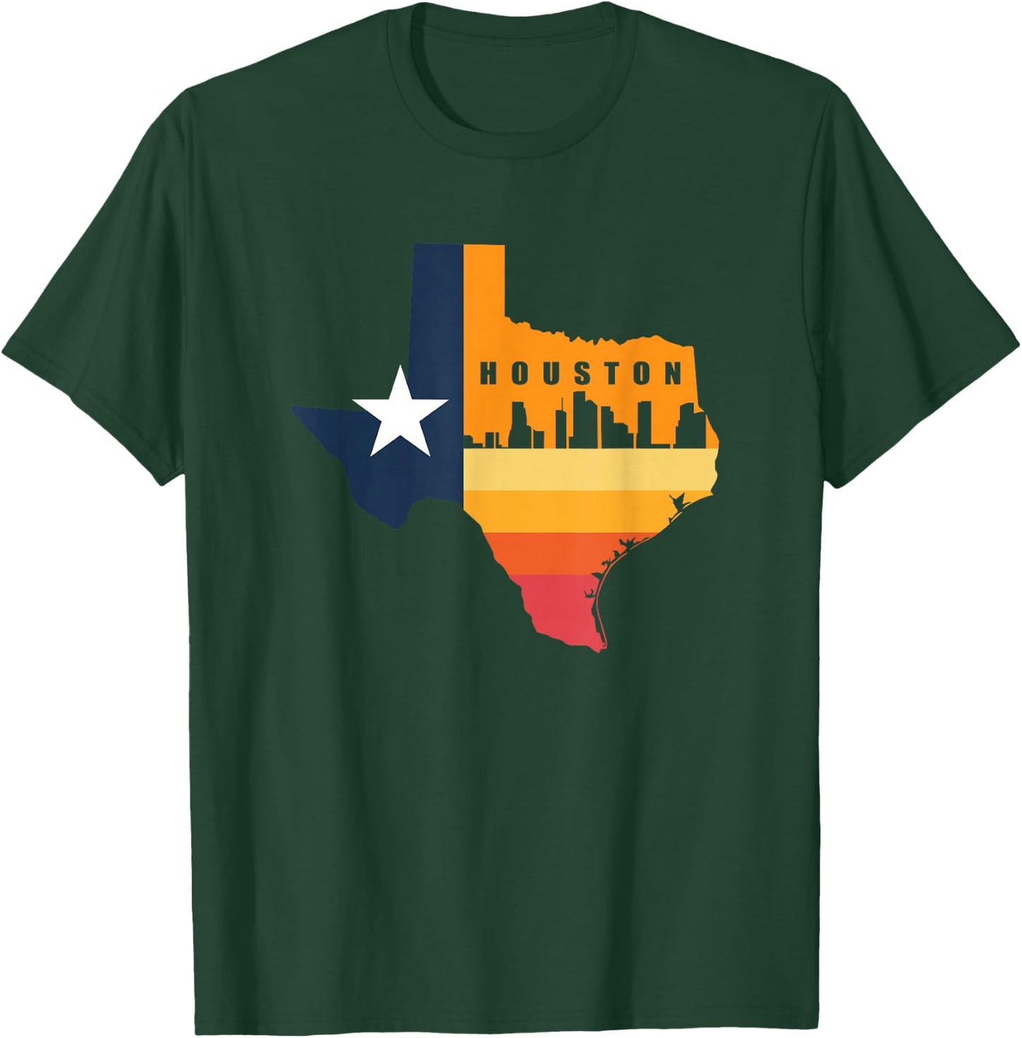 Houston City Texas Map for Patriotic Texan T-Shirt - T-Shirt | Forest