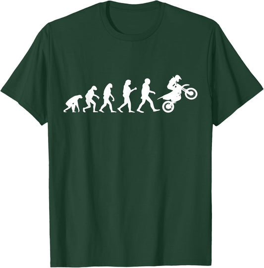 Evolution Biker Motocross MX Motorcycle Dirt Bike Rider T-Shirt - T-Shirt | Forest