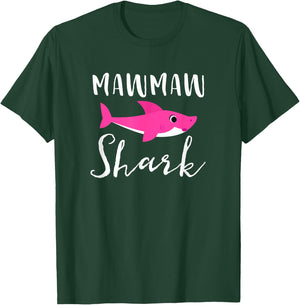 Mawmaw Shark Grandma Grandmother Pink Shark Graphic T-Shirt - T-Shirt | Forest