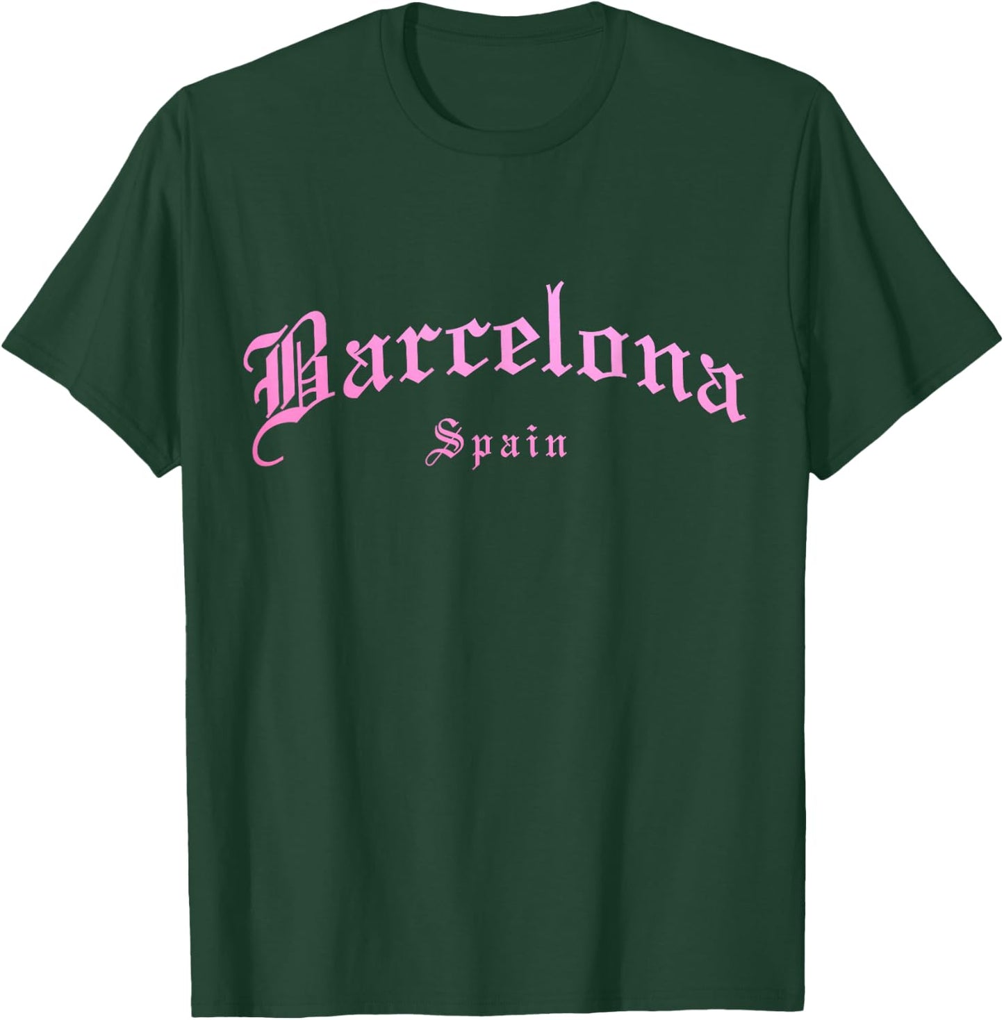 Barcelona Spain Vintage Old School English Font T-Shirt - T-Shirt | Forest