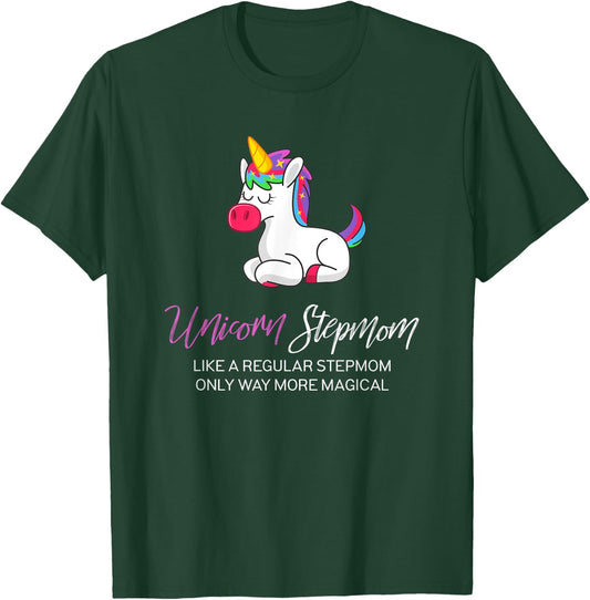 Unicorn StepMom Shirt, Step Mom of the Birthday Girl Shirt T-Shirt - T-Shirt | Forest