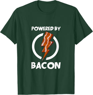 Powered by Bacon Funny Bacon Lovers Shirt Gifts T-Shirt - T-Shirt | Forest