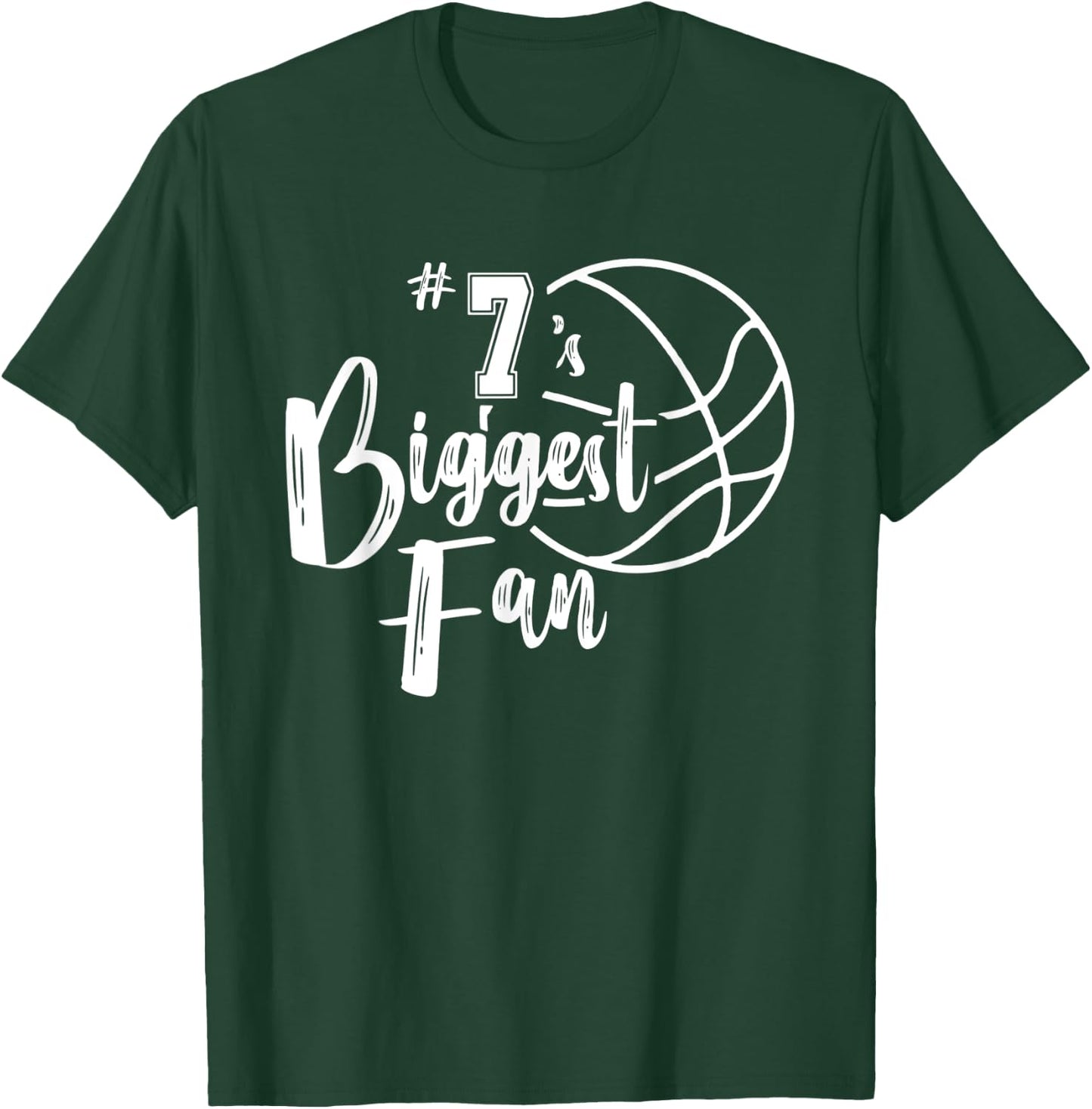 Number 7's Biggest Fan Shirt Basketball Player Mom Dad T-Shirt - T-Shirt | Forest