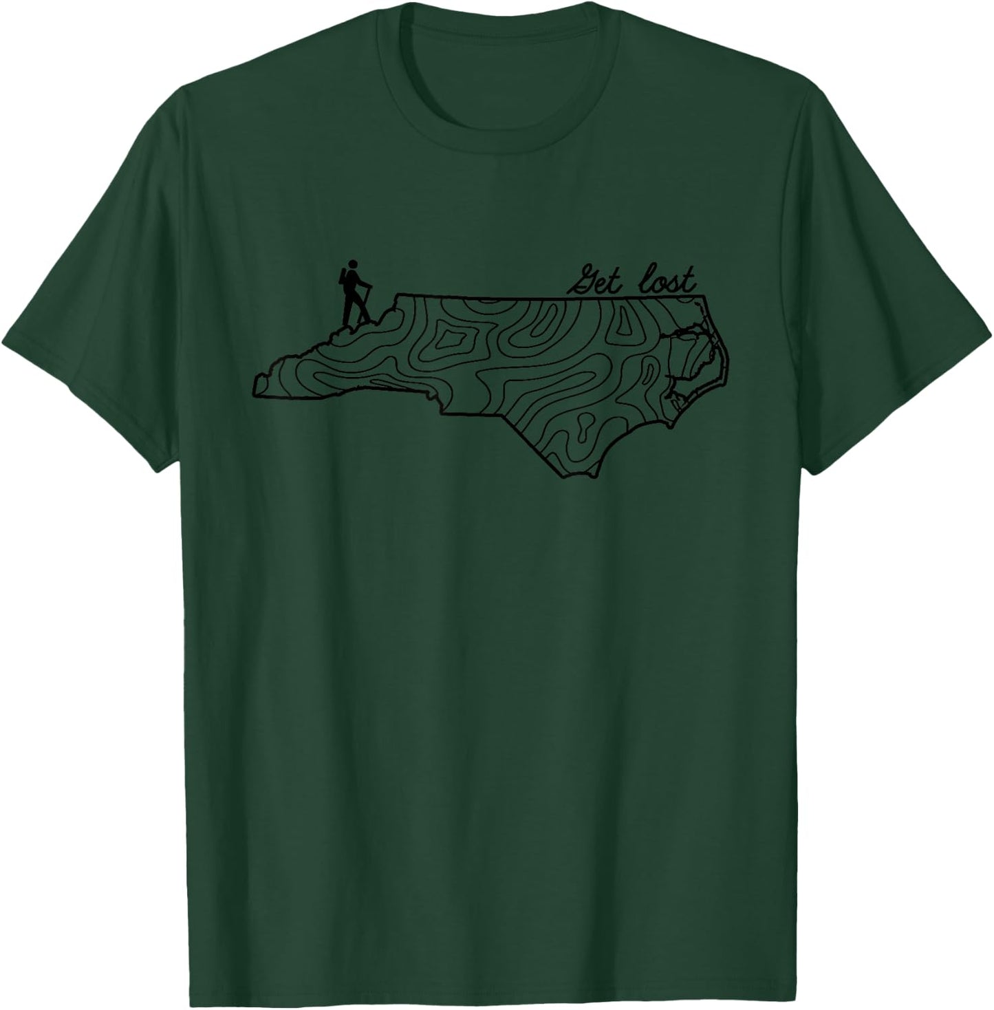 Hike North Carolina Hiking Topo Map Hiker Minimalist T-Shirt - T-Shirt | Forest