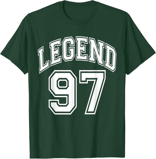 Legend 97 Number Varsity Team - 97th Birthday & 97 Years Old T-Shirt - T-Shirt | Forest