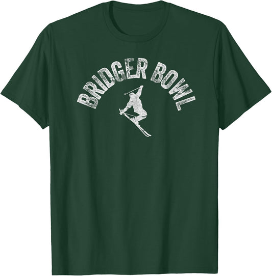Ski Bridger Bowl Vintage Skiing Cool Montana Skier Gear T-Shirt - T-Shirt | Forest