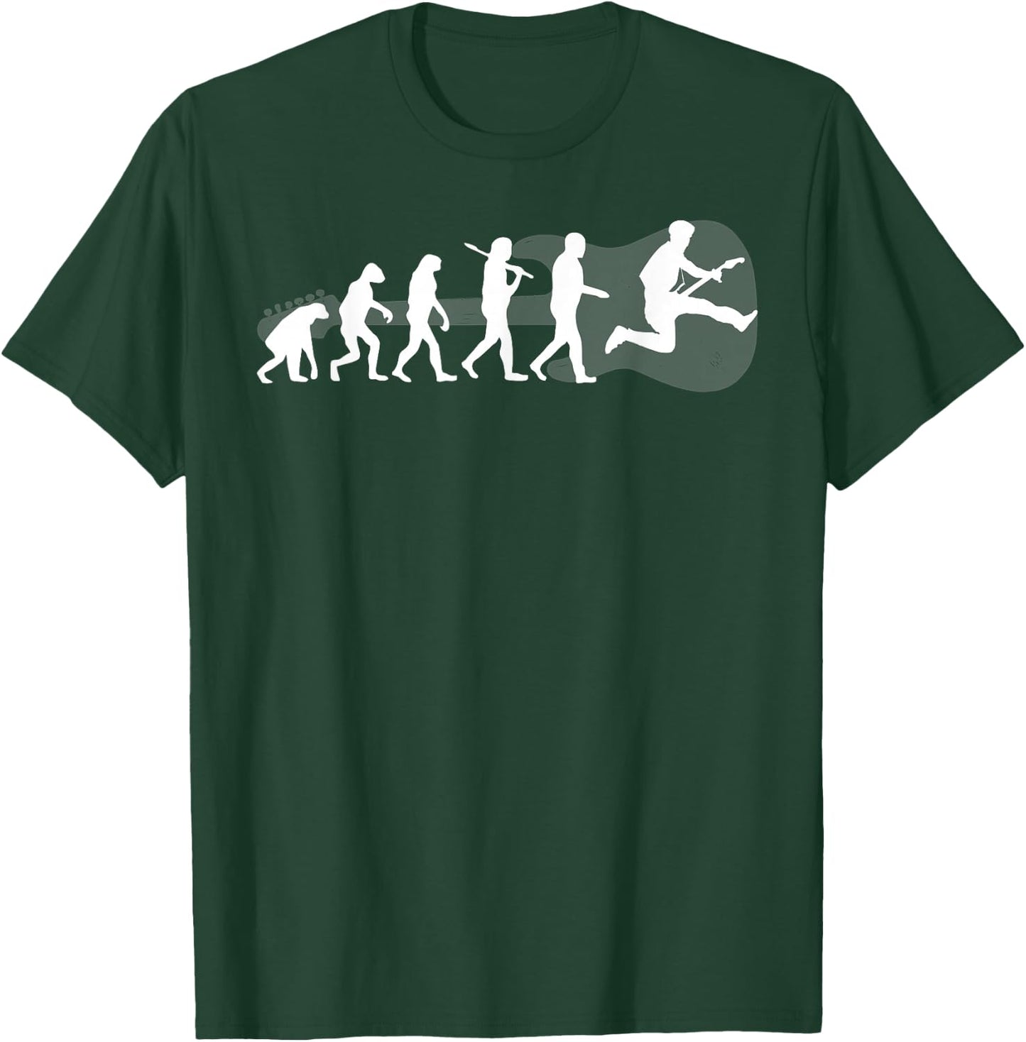Guitar Music Evolution Funny Musician Fun T-Shirt - T-Shirt | Forest
