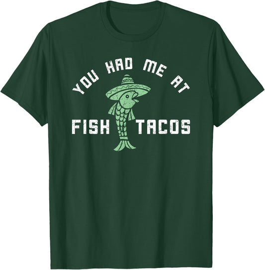 Funny Fish Tacos | Retro Food Lover Humor T-Shirt - T-Shirt | Forest