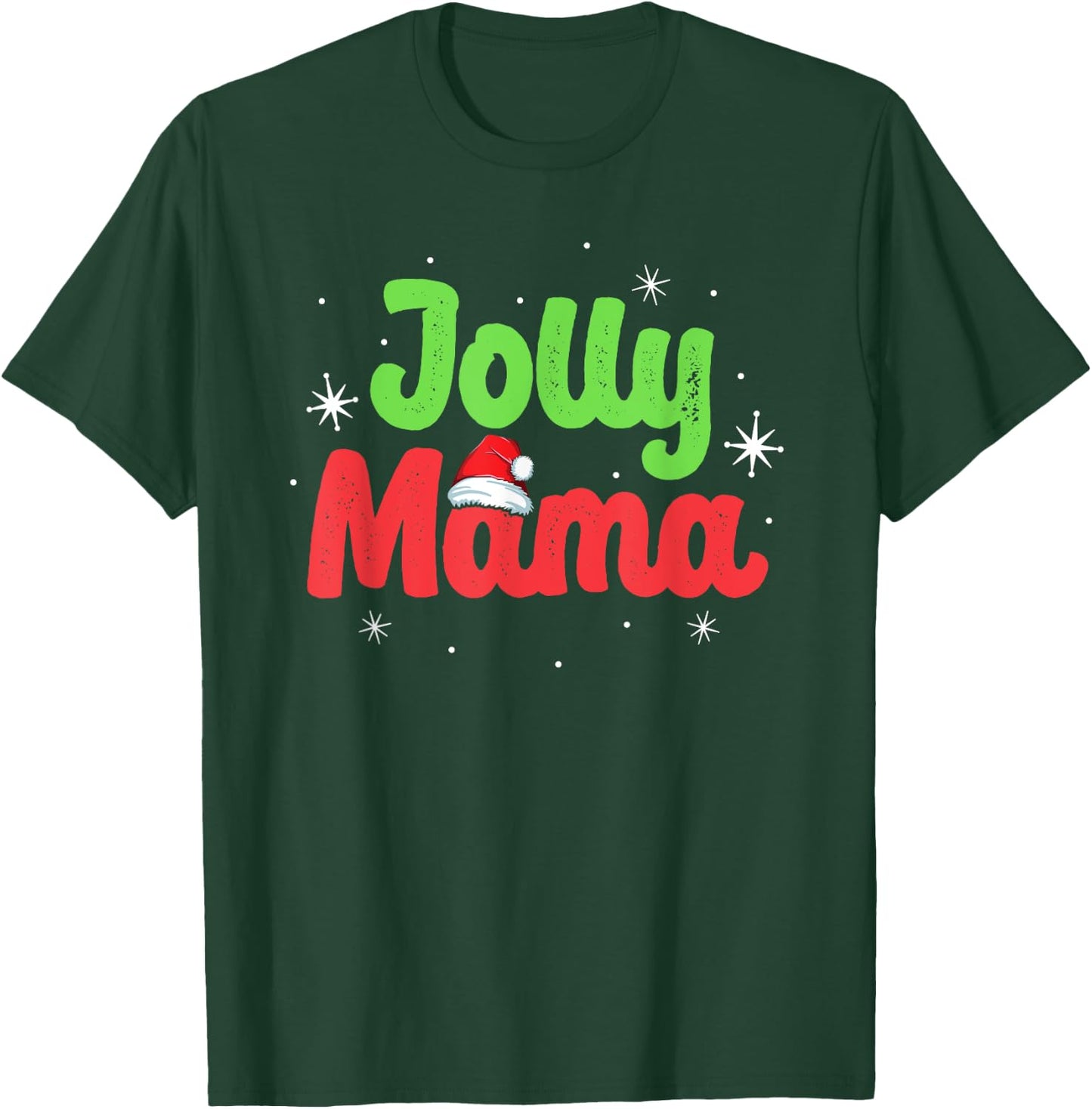 Vintage Jolly Mama Mom Mother Matching Family Christmas T-Shirt - T-Shirt | Forest
