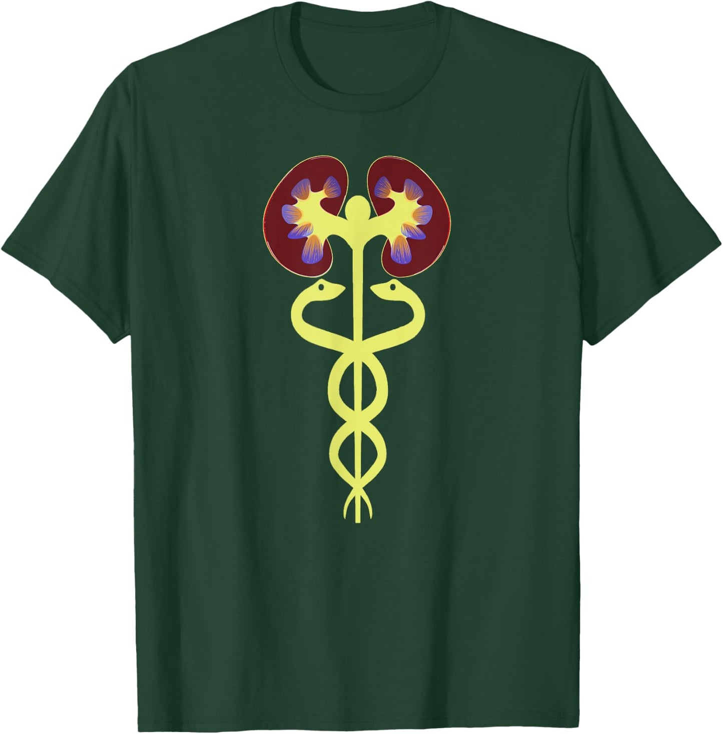 Kidneys Caduceus Medical Emblem Nephrology Dialysis Gifts T-Shirt - T-Shirt | Forest