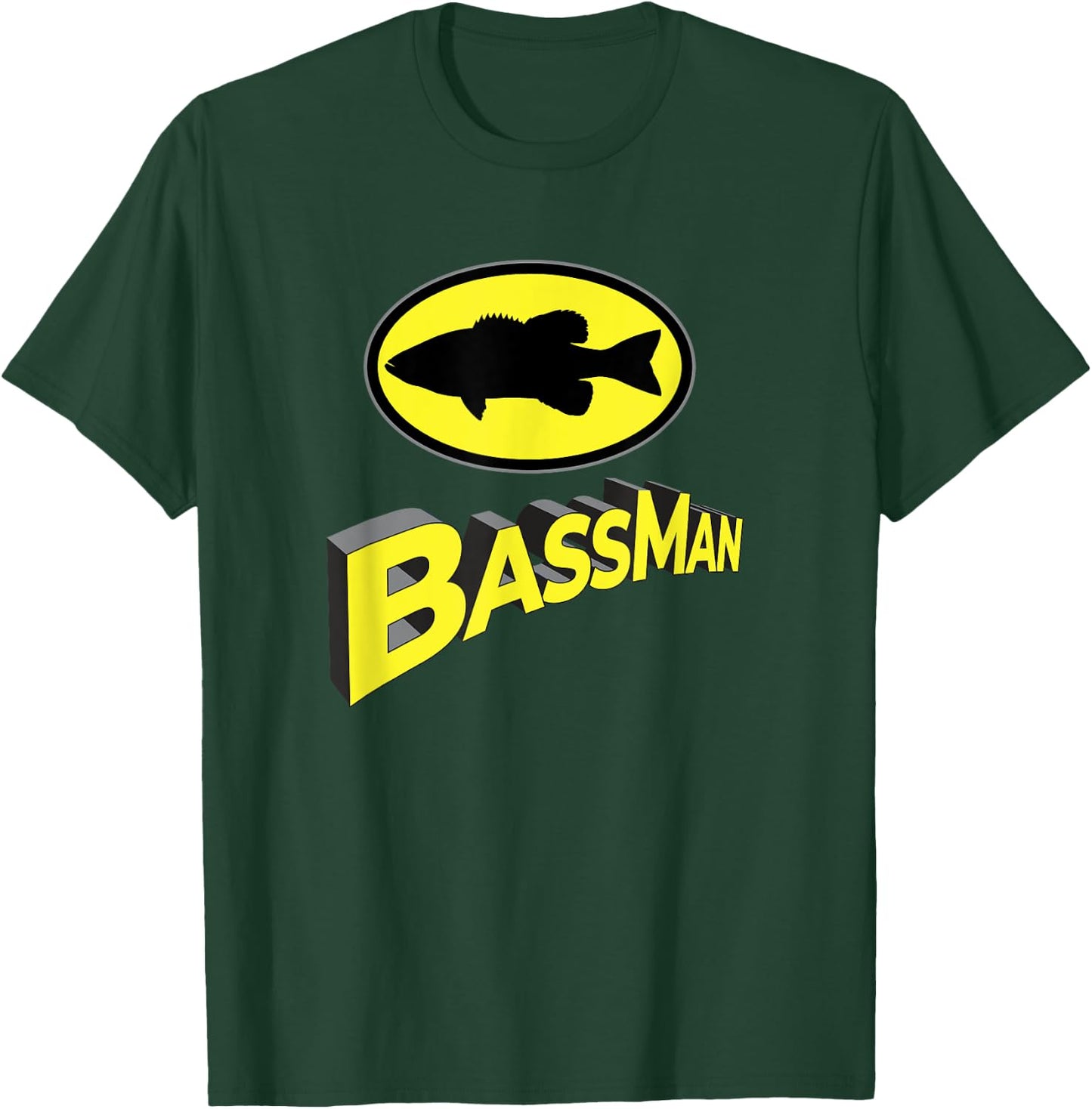 Classic Bass Man Fishing Design Men Superhero Novelty T-Shirt - T-Shirt | Forest