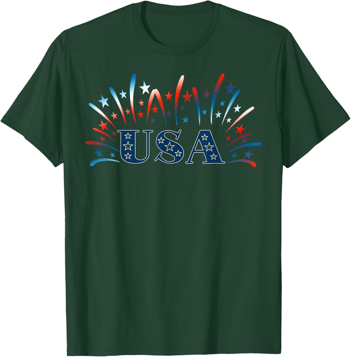 Beautiful Fireworks Patriotic July 4th USA T-Shirt - T-Shirt | Forest