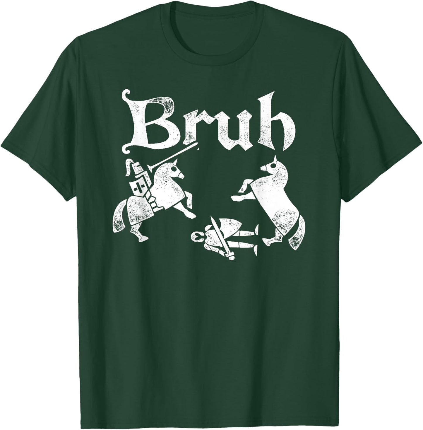 Funny Renfaire Bruh Knight Silhouette Jousting T-Shirt - T-Shirt | Forest