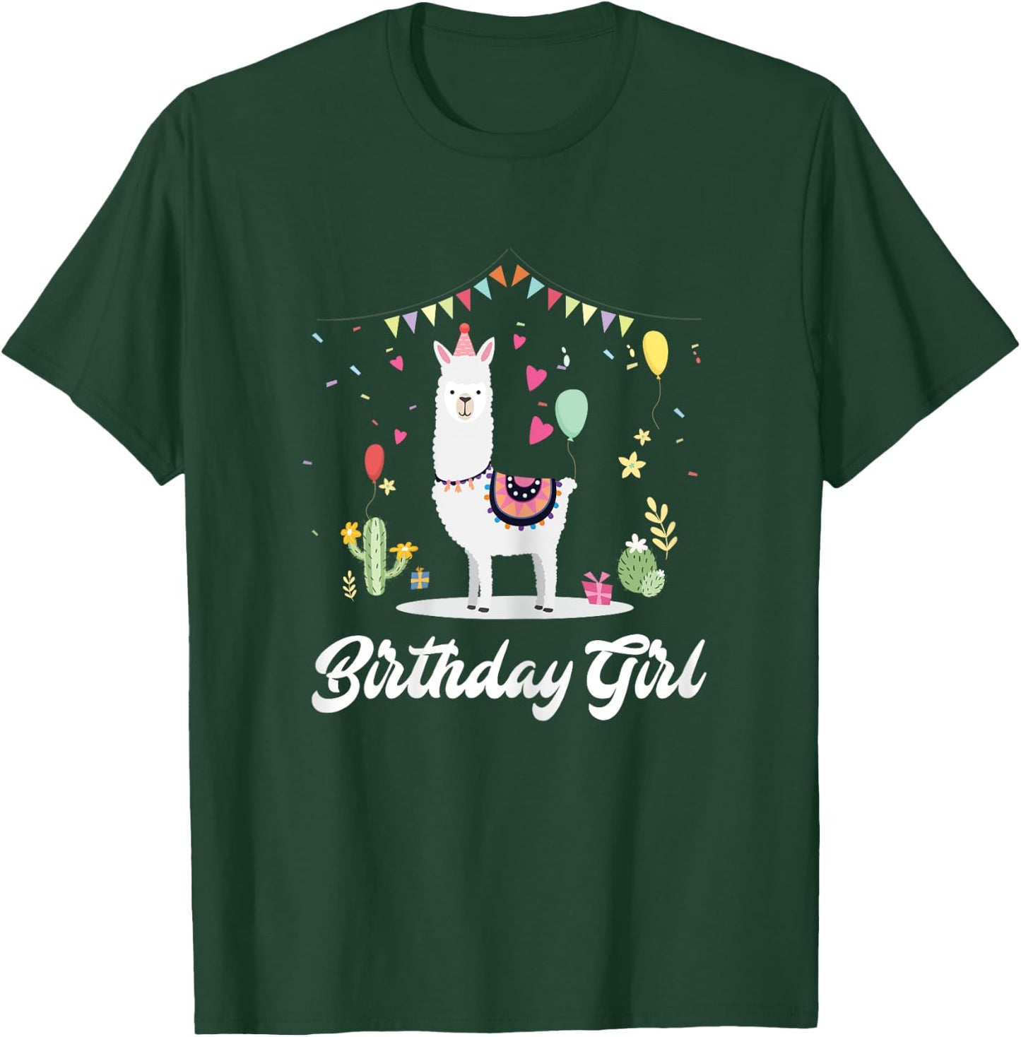 Cute Alpaca Llama Cactus Girls Birthday Party Animal Gift T-Shirt - T-Shirt | Forest
