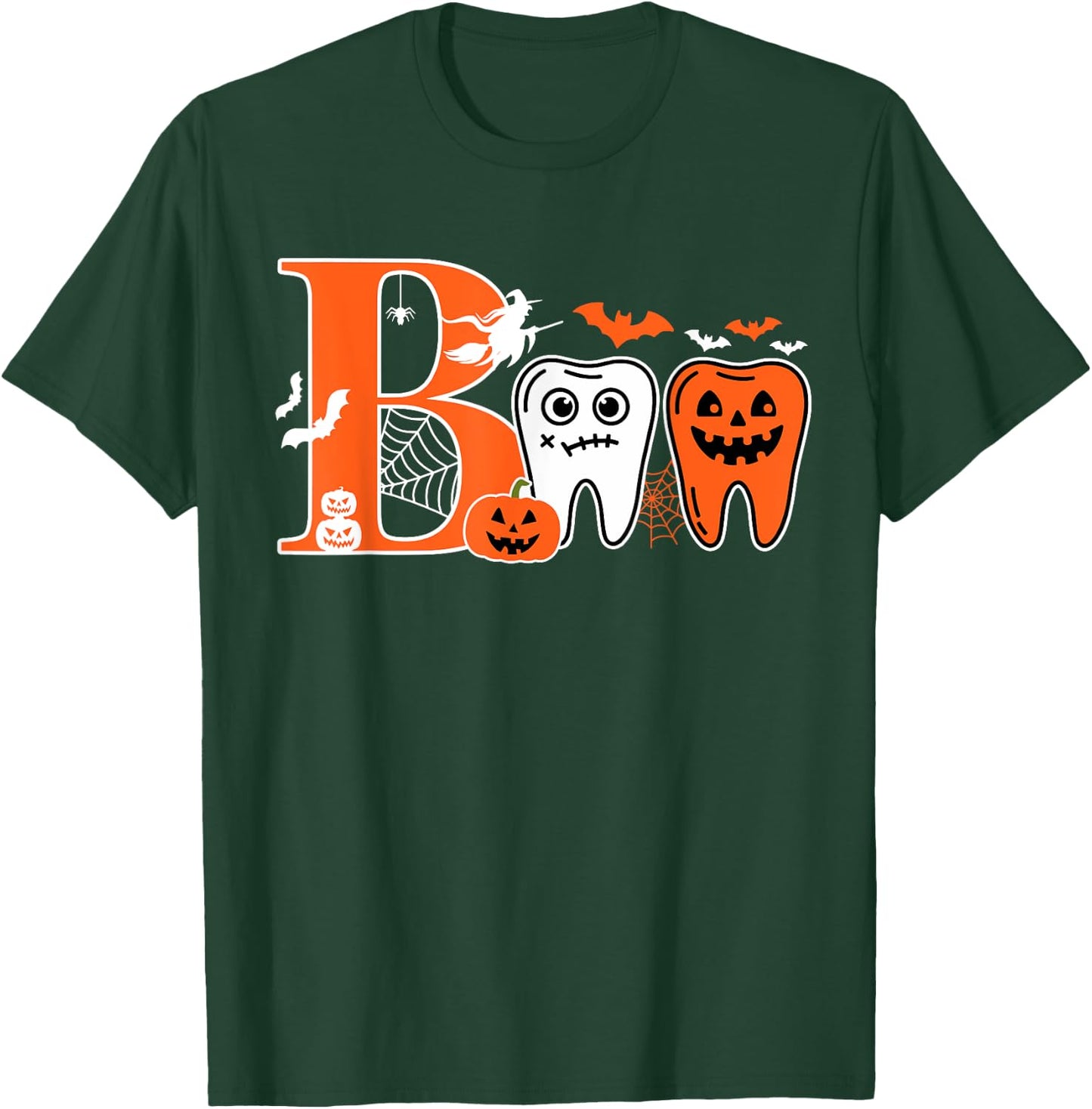 Boo Teeth Pumpkin Dentist Dental Hygienist Halloween Costume T-Shirt - T-Shirt | Forest