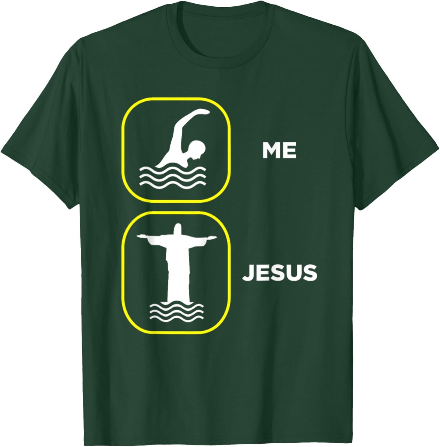 Funny Me Swimming Jesus Christian Faith - Religious Christ T-Shirt - T-Shirt | Forest