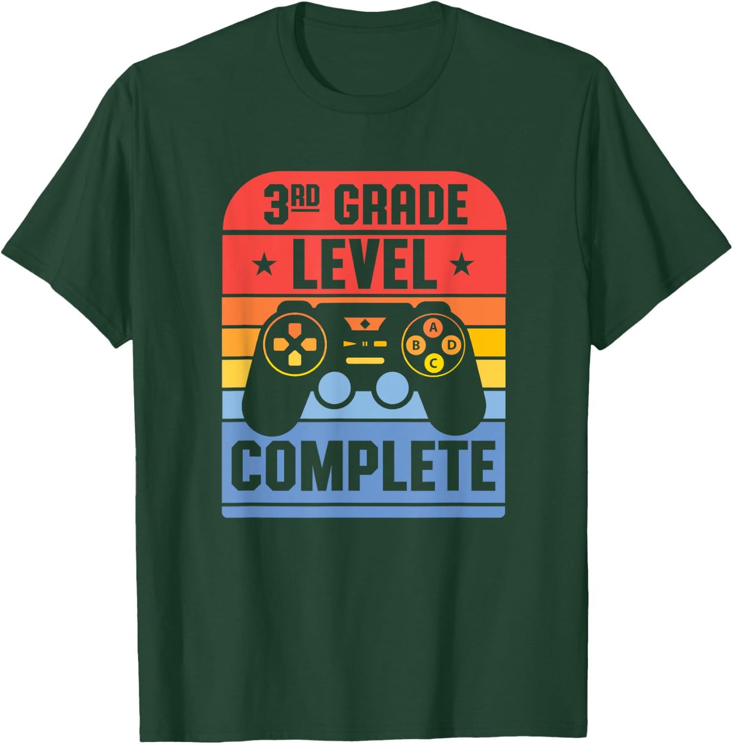 3rd Grade Level Complete Graduation Gamer Last Day Of School T-Shirt - T-Shirt | Forest