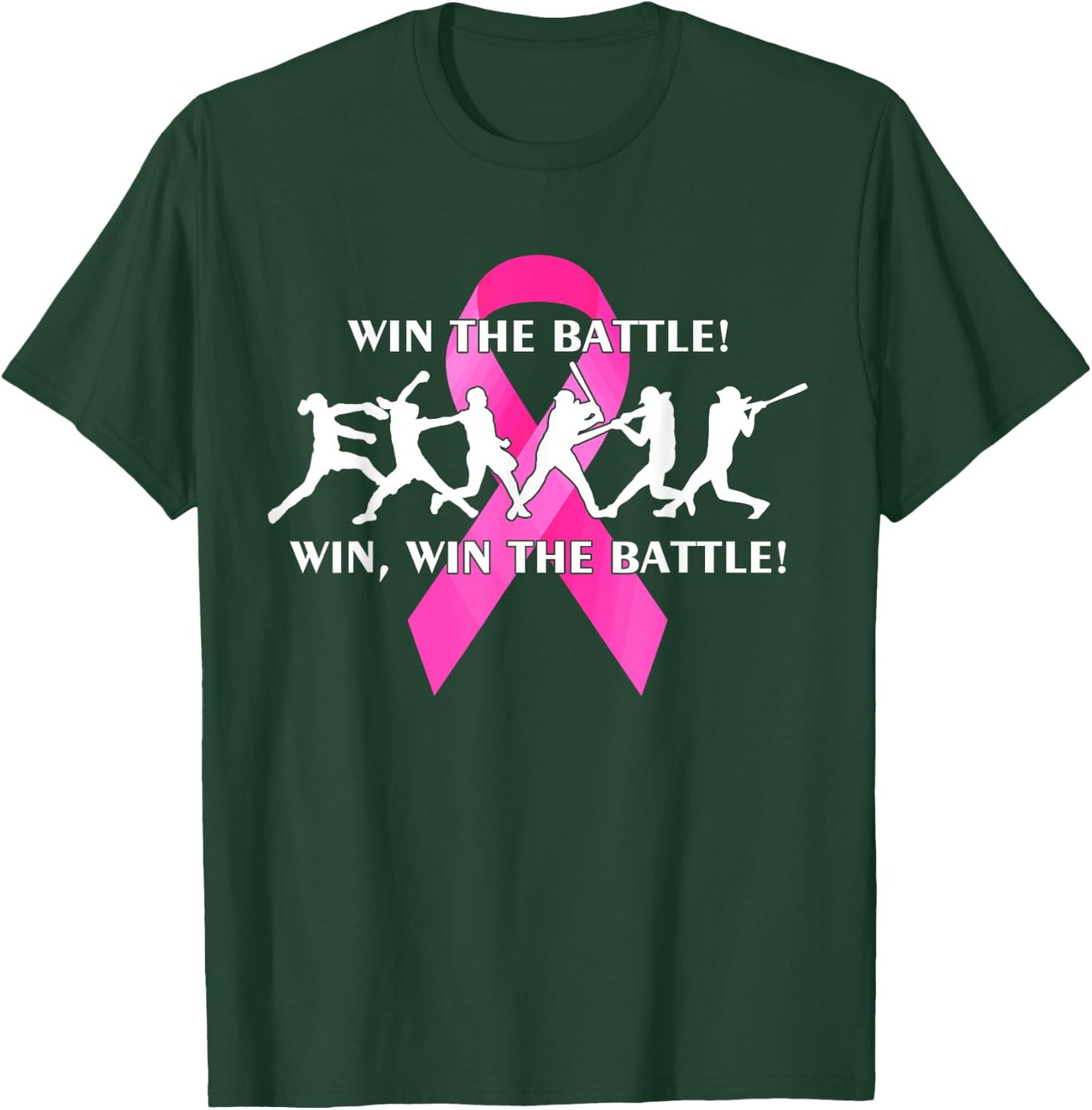 Win the Battle FastPitch Softball Breast Cancer T-Shirt - T-Shirt | Forest