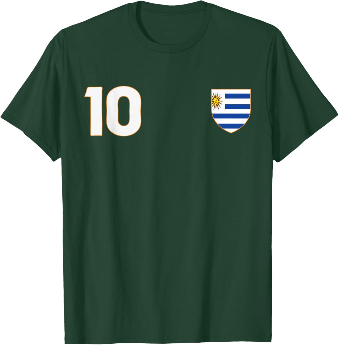 Uruguay Flag Number 10 Shield Emblem National Pride T-Shirt - T-Shirt | Forest