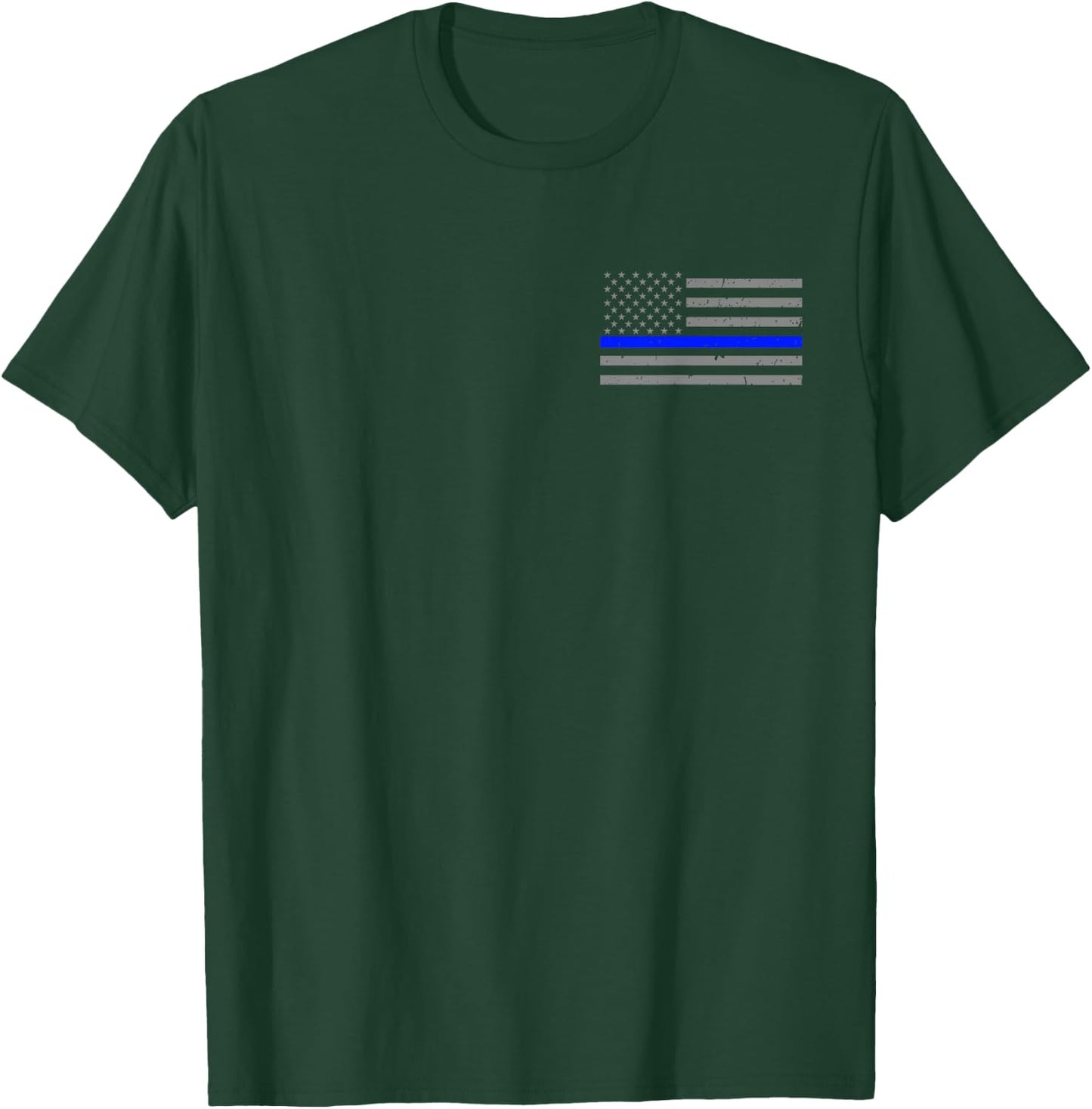 Police Sergeant with Thin Blue Line Flag T-Shirt - T-Shirt | Forest