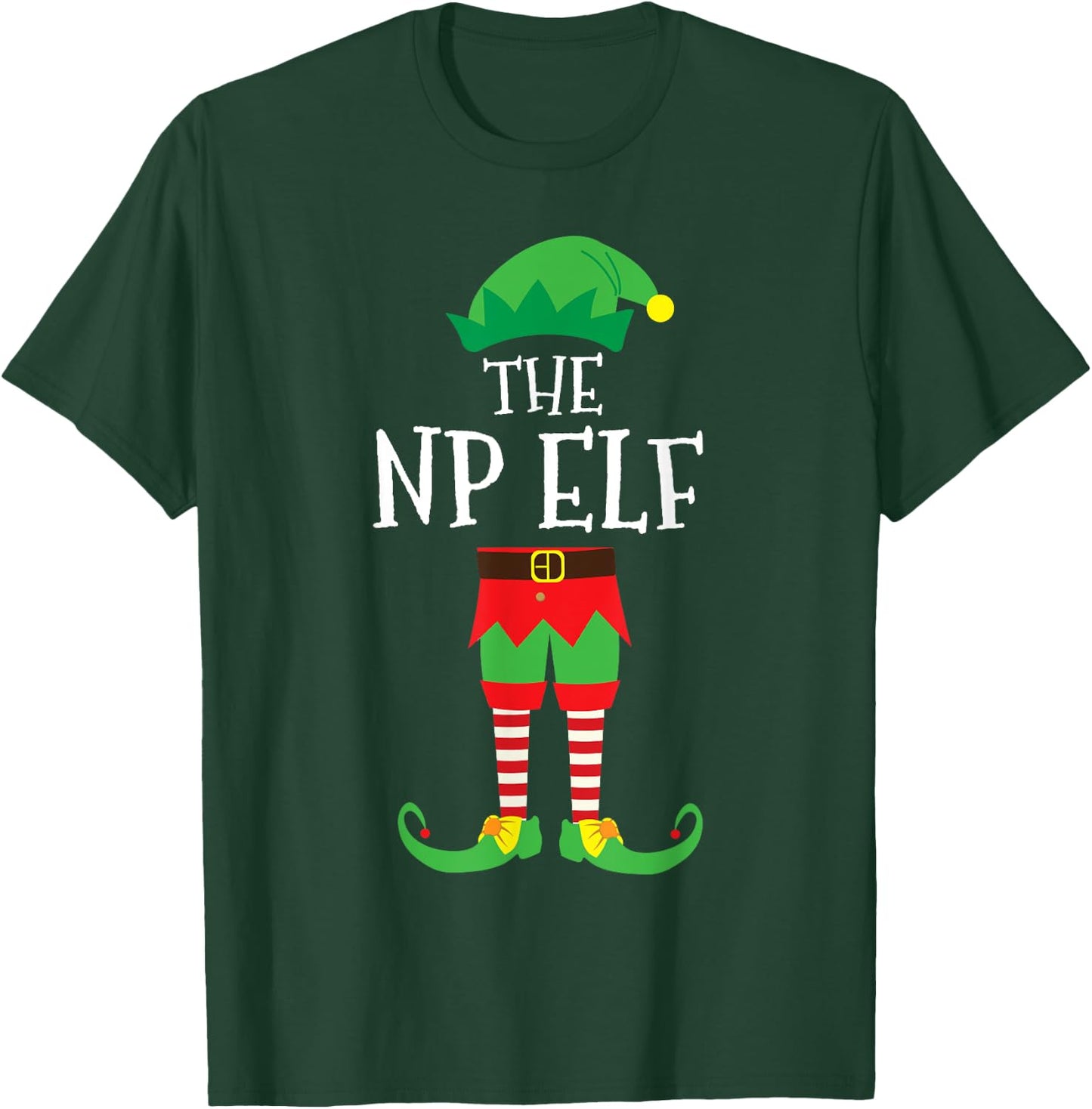 NP Nurse Practitioner Elf Matching Christmas Party Pajama T-Shirt - T-Shirt | Forest