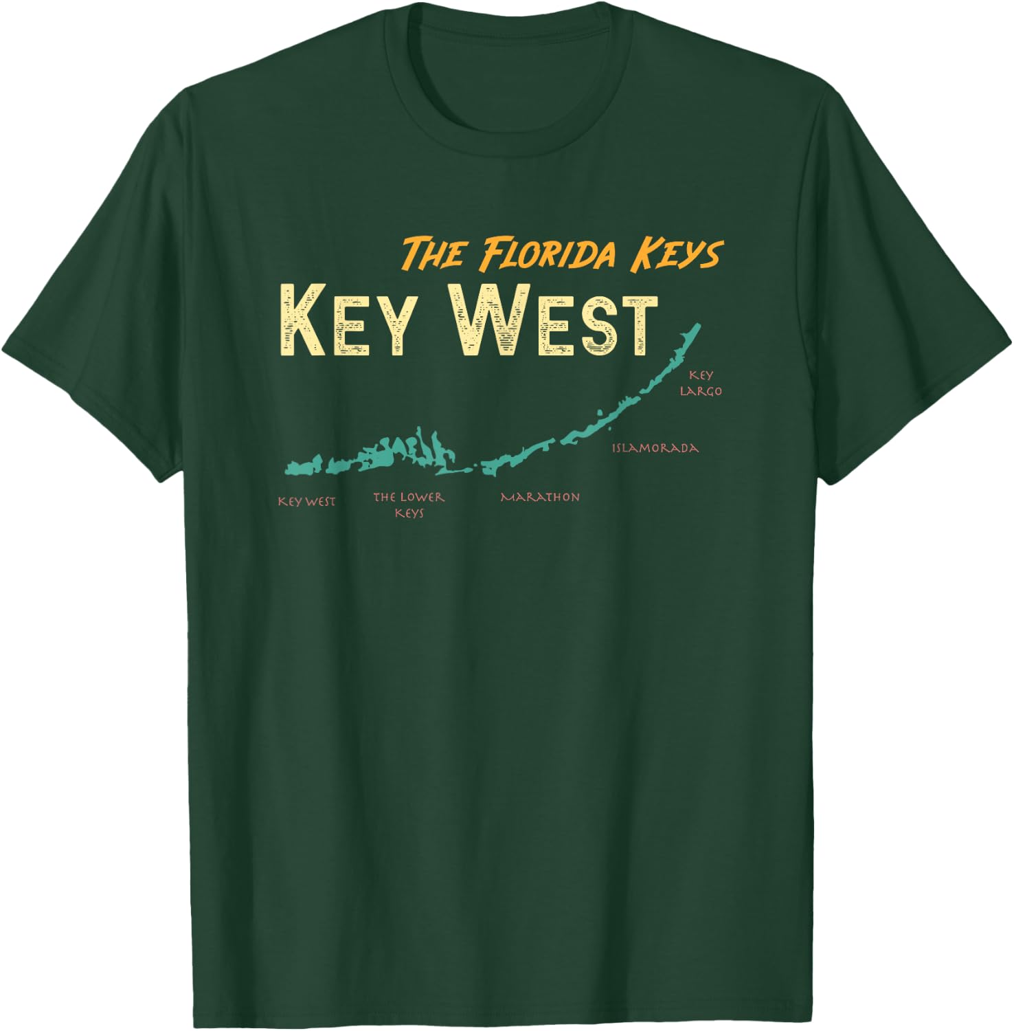 Florida Keys Map Key West T-Shirt - T-Shirt | Forest