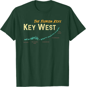 Florida Keys Map Key West T-Shirt - T-Shirt | Forest