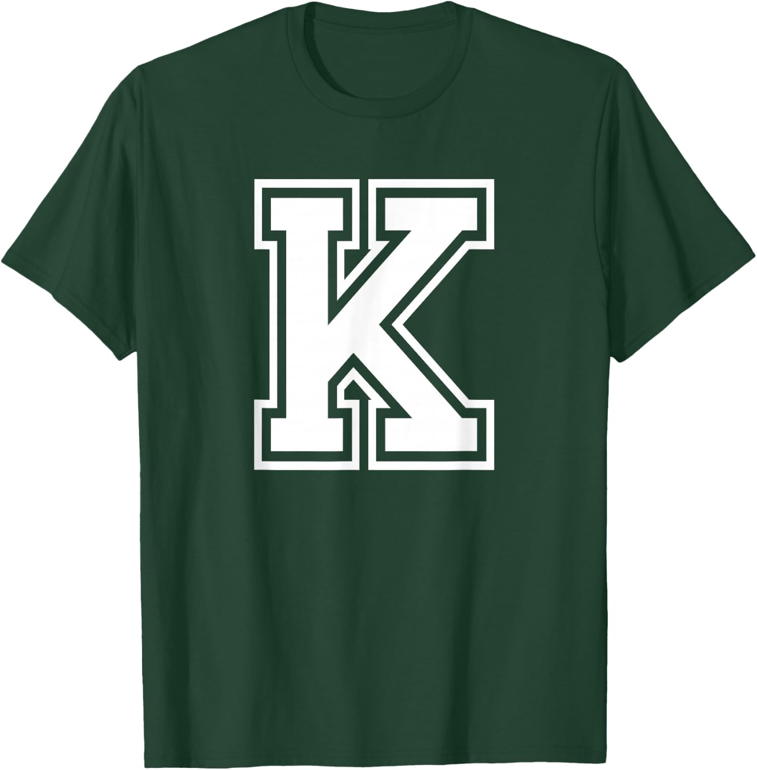 Letter K Name Initial Varsity Alphabet Monogram T-Shirt - T-Shirt | Forest