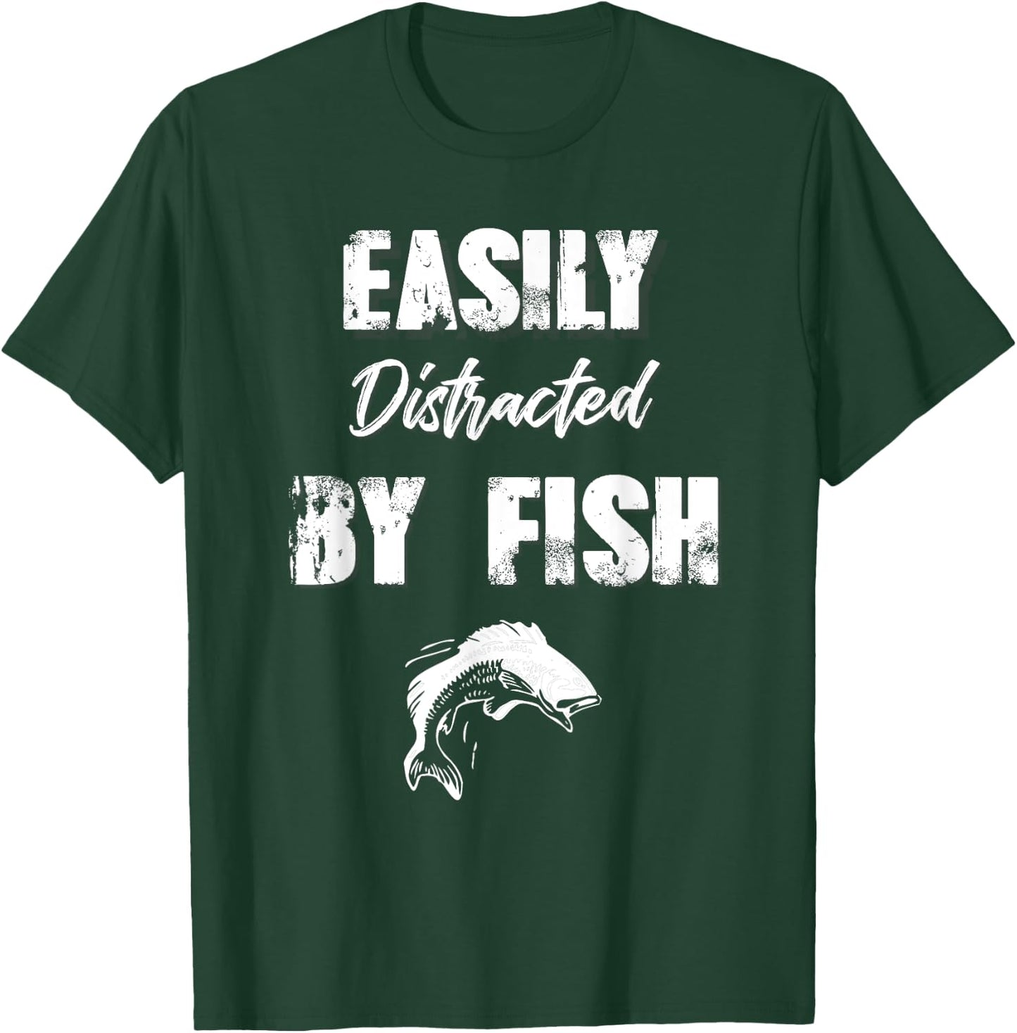 Easily Distracted By Fish Kids Fishing Gift T-Shirt - T-Shirt | Forest