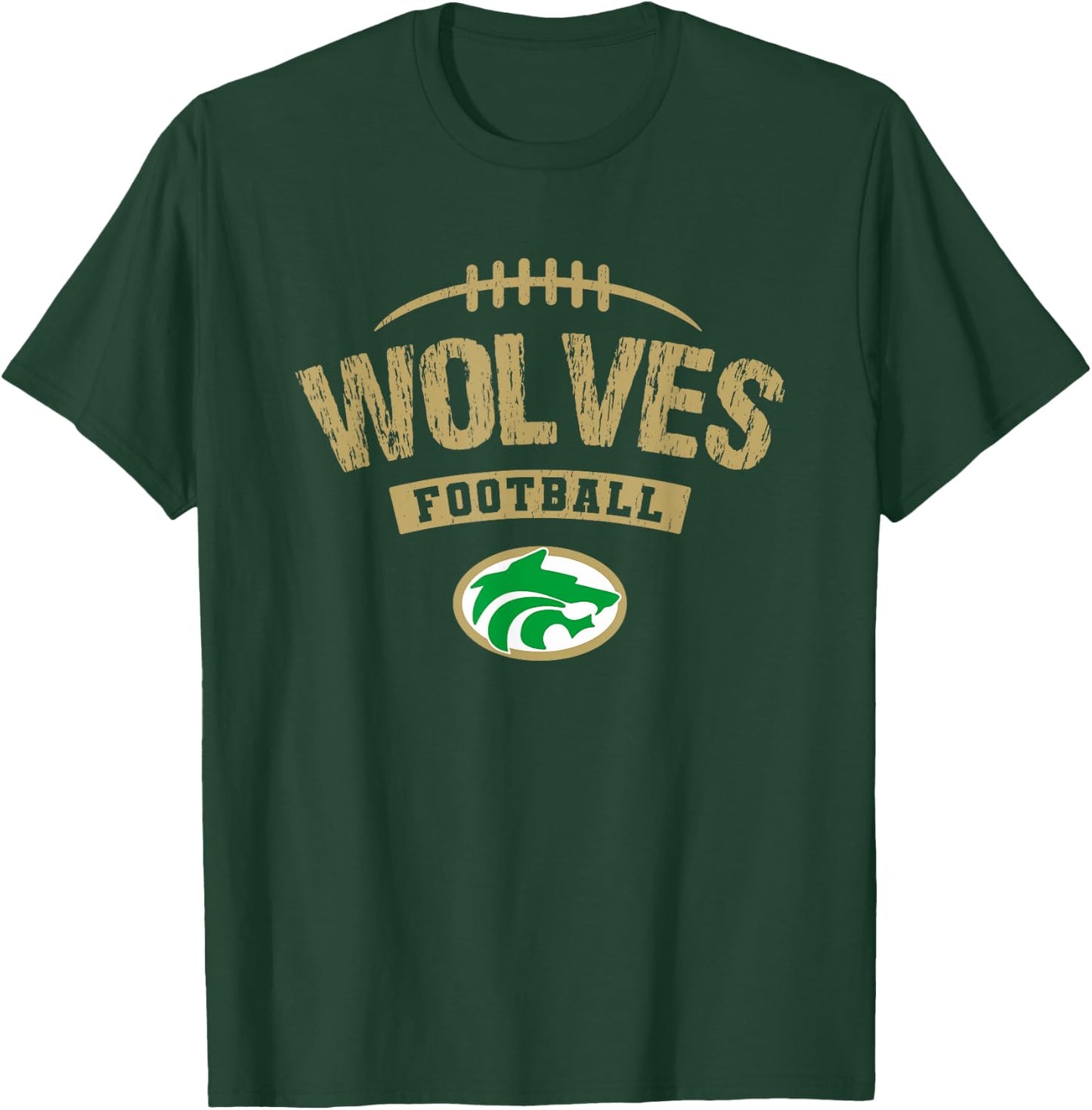 Buford Wolves Logo Football Distressed HS T-Shirt - T-Shirt | Forest