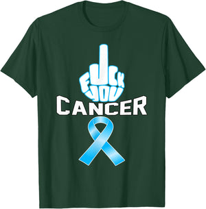Fuck You cancer sucks Blue ribbon Prostate awareness t shirt T-Shirt - T-Shirt | Forest