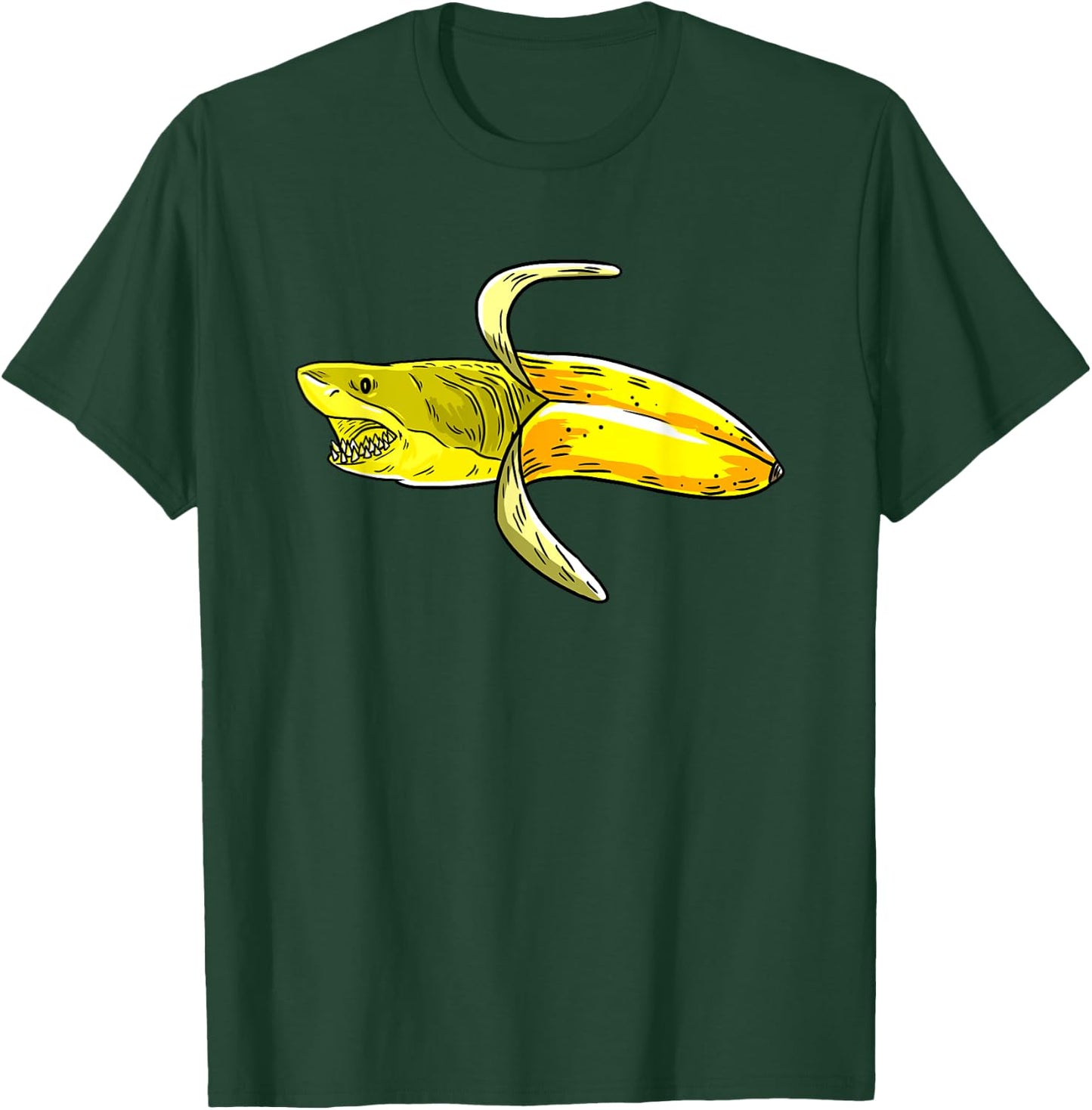 Banana Shark Art Graphic Funny Humor Fruit Pun Lover Gift T-Shirt - T-Shirt | Forest