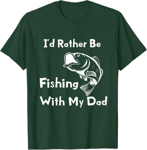 Kids I'd Rather Be Fishing With My Dad Kids Fisherman T-Shirt - T-Shirt | Forest