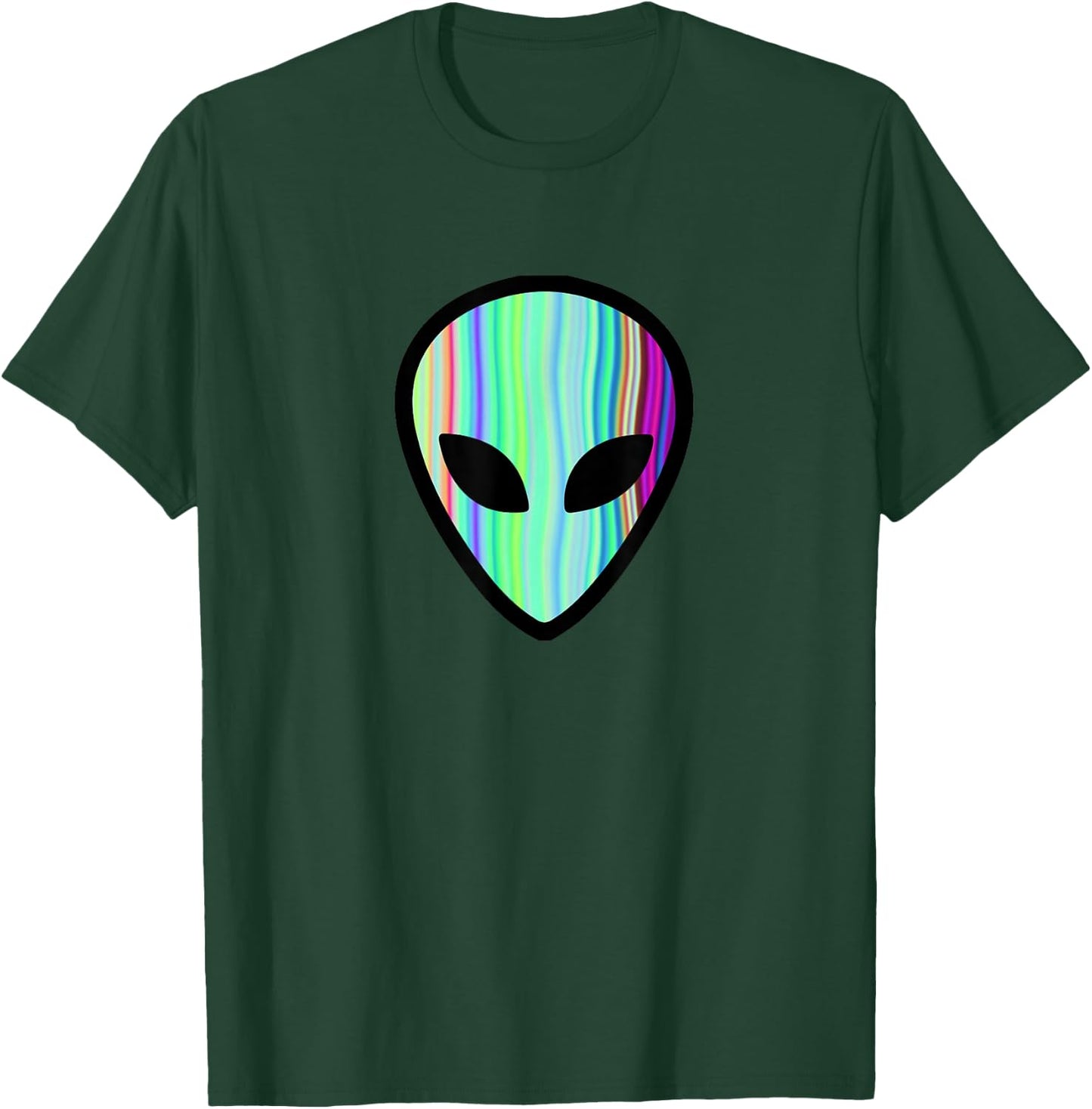 Alien Head - Holographic Cute UFO T-Shirt - T-Shirt | Forest