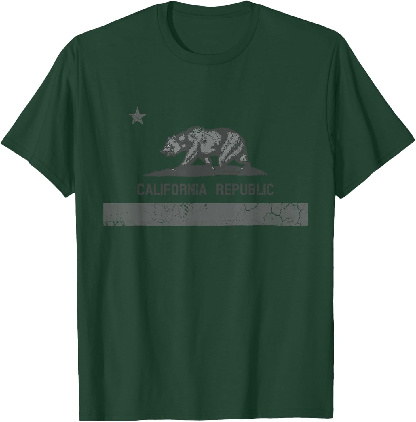 Vintage California Republic State Flag Bear Retro Fade T-Shirt - T-Shirt | Forest