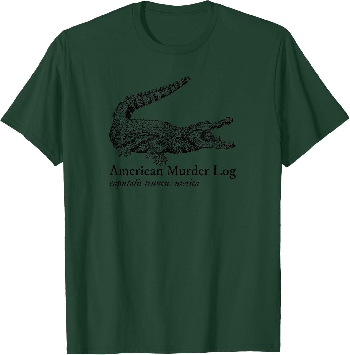 Animals of the World American Murder Log Funny Alligator T-Shirt - T-Shirt | Forest