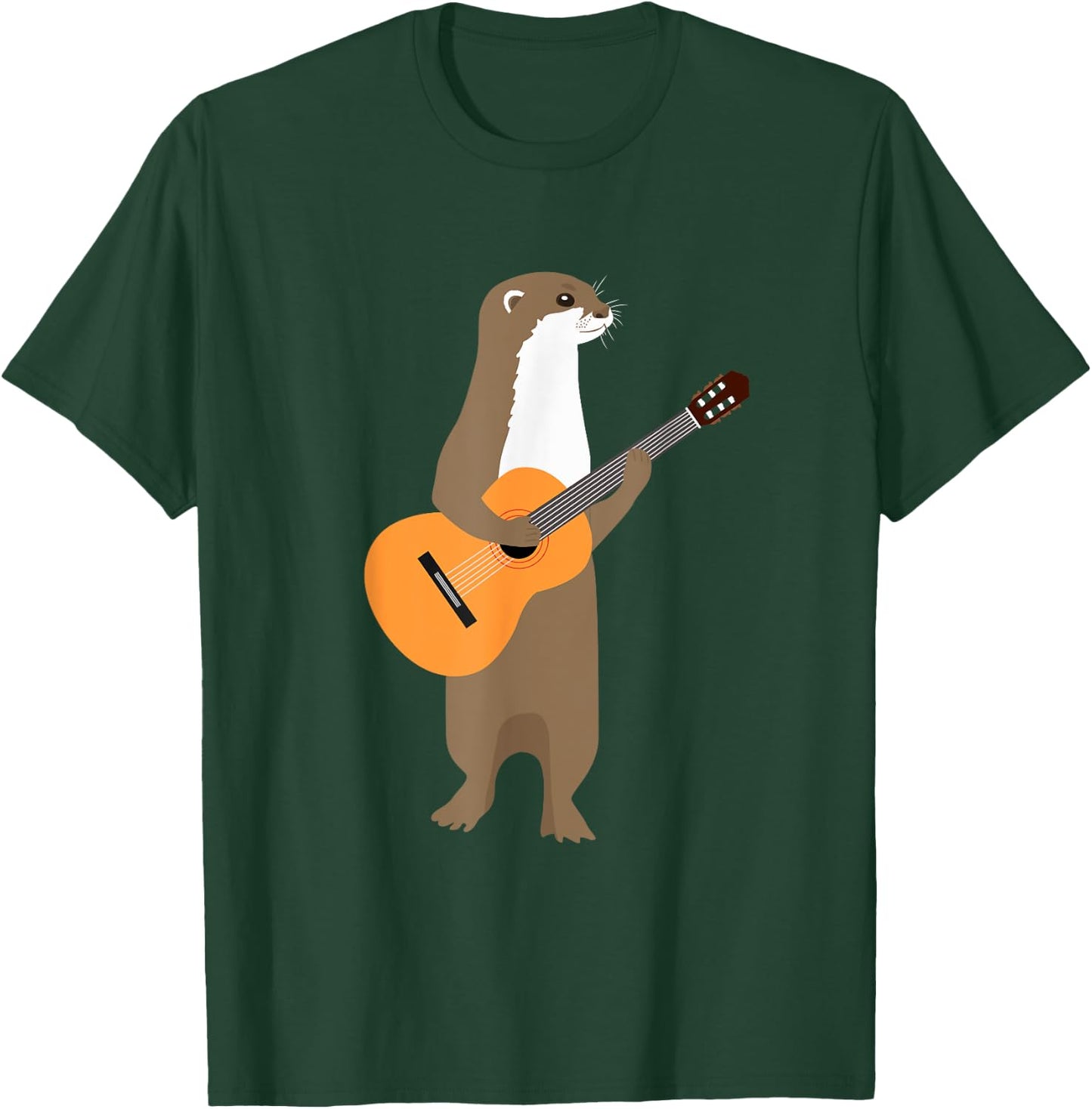 Guitar Otter Shirt Animal Kids Guitarist Gift Men Art Outfit T-Shirt - T-Shirt | Forest