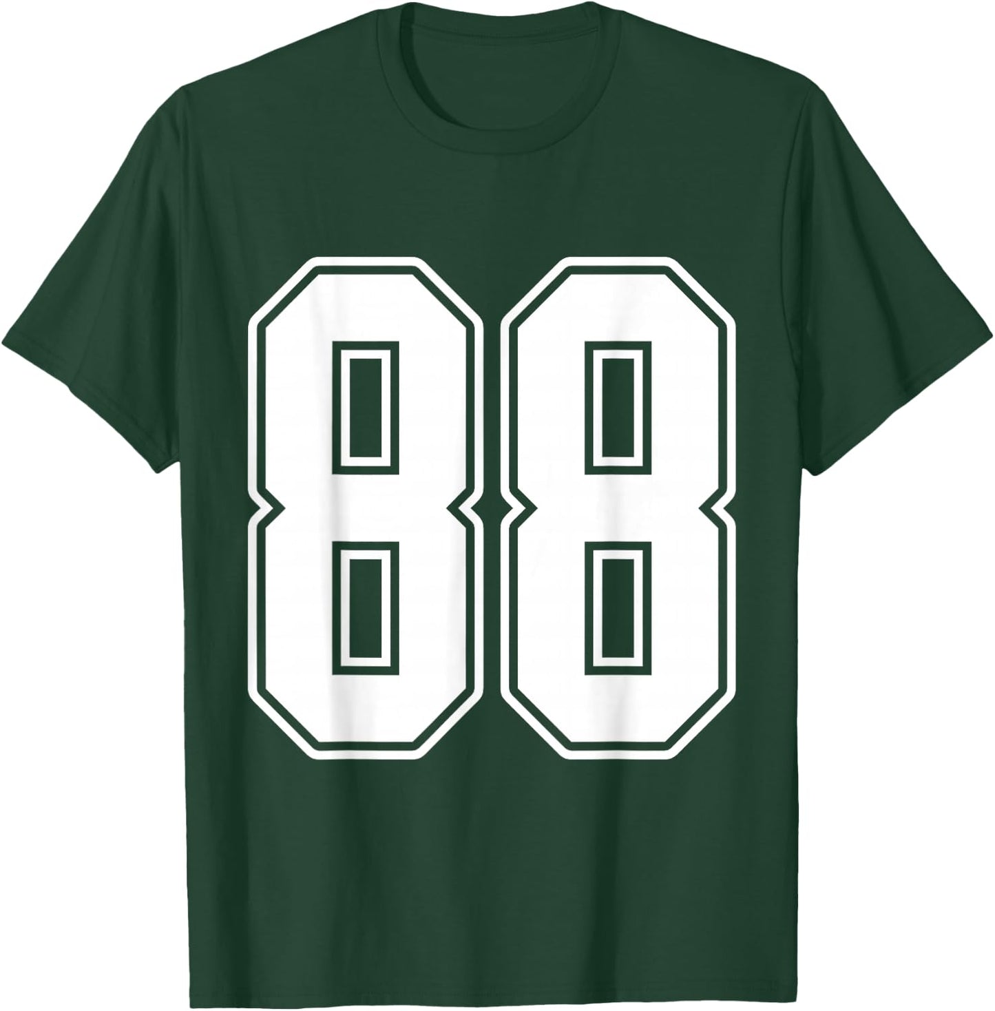 #88 White Outline Number 88 Sports Fan Jersey Style T-Shirt - T-Shirt | Forest