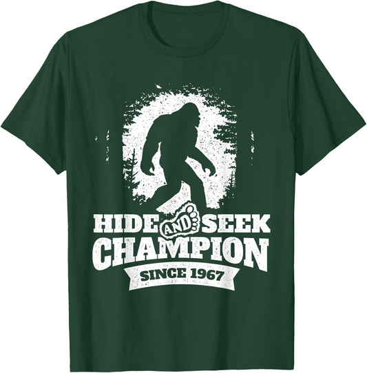 Hide and Seek Champion Since 1967 - Bigfoot Sasquatch T-Shirt - T-Shirt | Forest