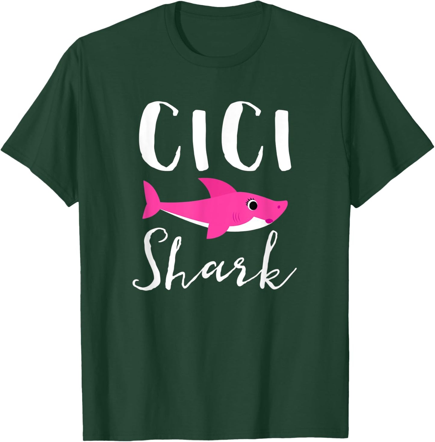 Cici Shark Grandma Grandmother Pink Shark Graphic T-Shirt - T-Shirt | Forest