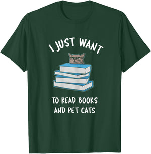 I just want to read books and pet cats - russian blue T-Shirt - T-Shirt | Forest