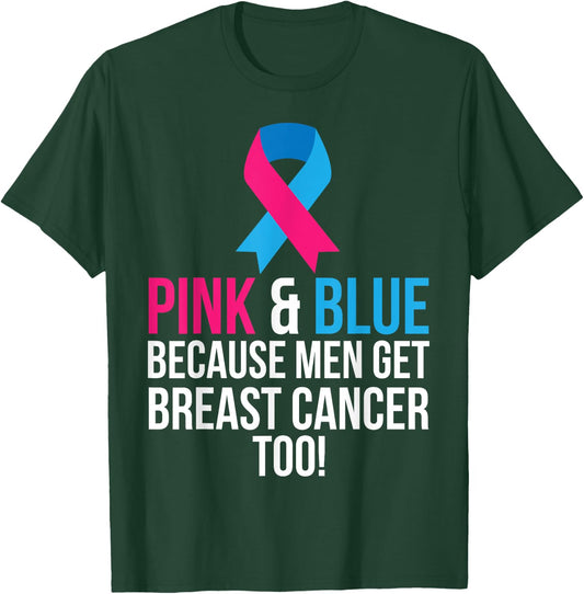 Pink And Blue Men Breast Cancer Awareness Shirt T-Shirt - T-Shirt | Forest