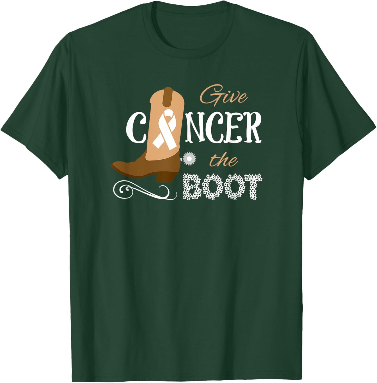 Give Cancer the Boot Kick Ribbon Pun T-Shirt - T-Shirt | Forest