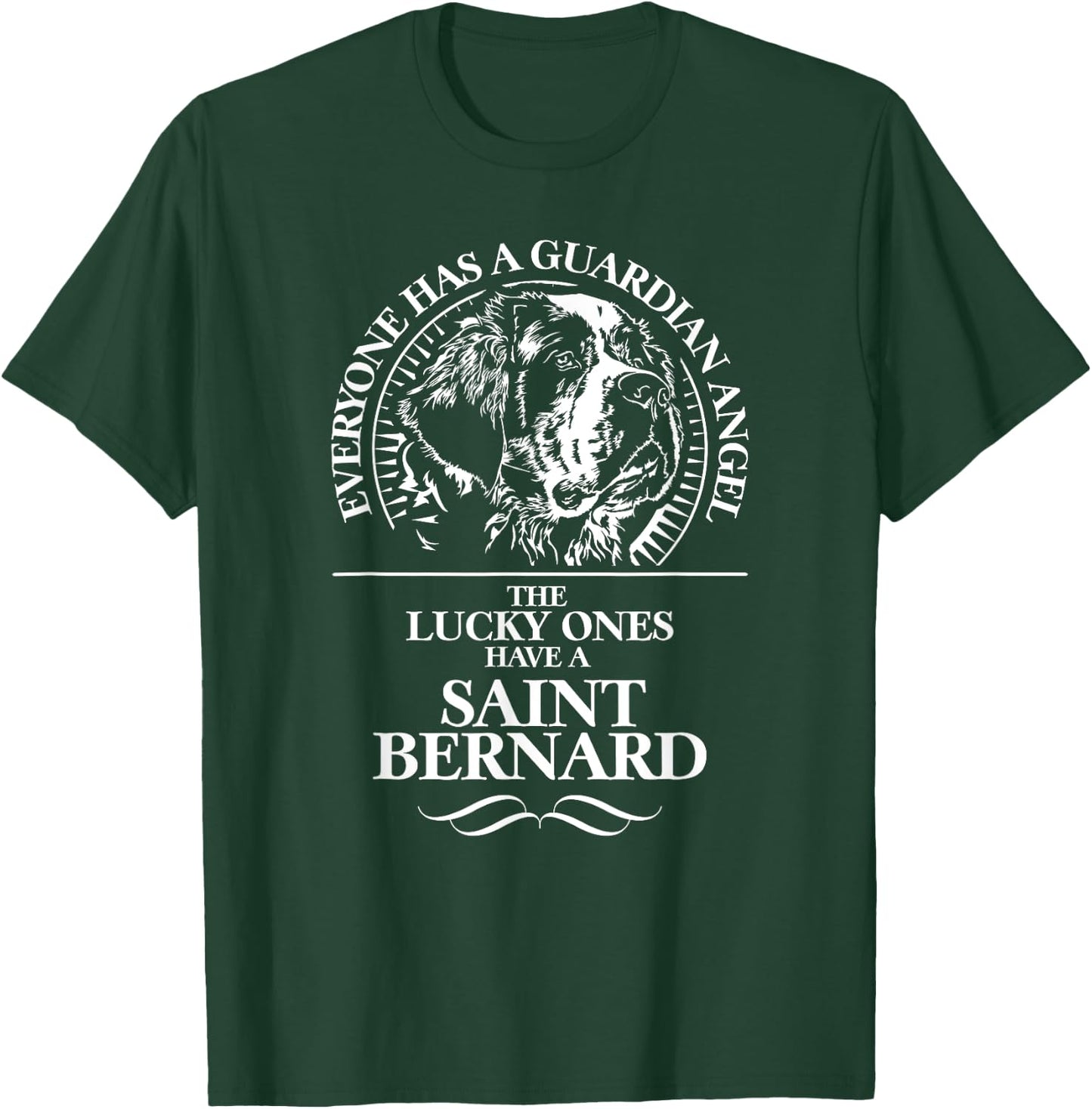 Proud Saint Bernard Guardian Angel Shirt dog Women Kids T-Shirt - T-Shirt | Forest