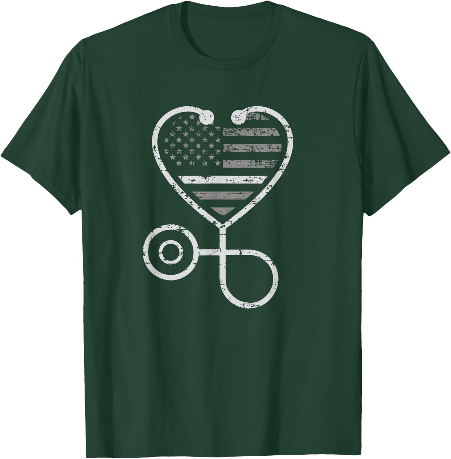 Corrections Nurse Thin Grey Line Heart Flag T-Shirt - T-Shirt | Forest