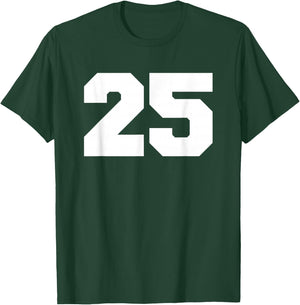 Number 25 Sports Jersey Player #25 Fan FRONT Print Varsity T-Shirt - T-Shirt | Forest
