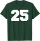 Number 25 Sports Jersey Player #25 Fan FRONT Print Varsity T-Shirt - T-Shirt | Forest