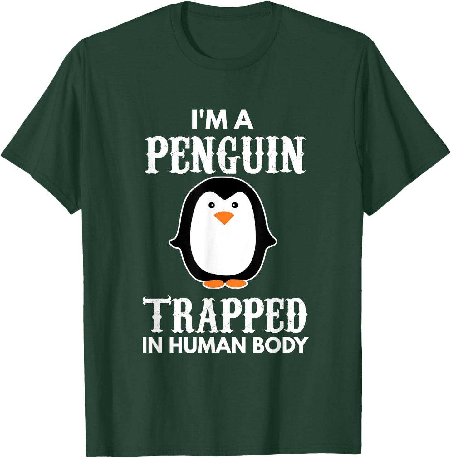 Funny Animal Designs For Kids, Men And Women I'm A Penguin Trapped In Human Body Penguin Bird Kids Black Cartoon T-Shirt - T-Shirt | Forest