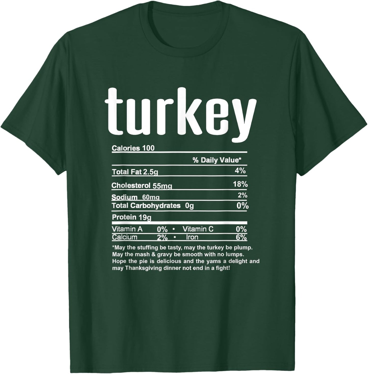 Funny Family Thanksgiving Nutritional Facts Labels Brown Adult Thanksgiving Christmas Turkey Nutritional Facts T-Shirt - T-Shirt | Forest